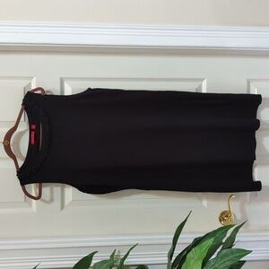 Red by Beyond Women's Black Knee Length Knit Dress Size XL w/Neck Detail